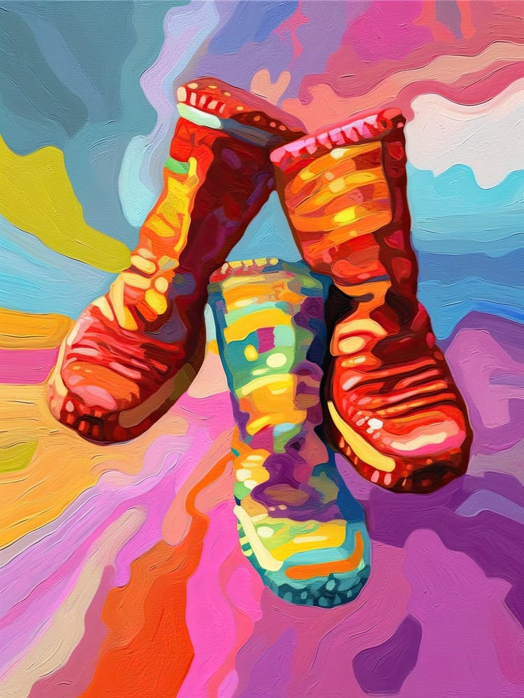 Rainbow Coloured Socks Oil Painting 2