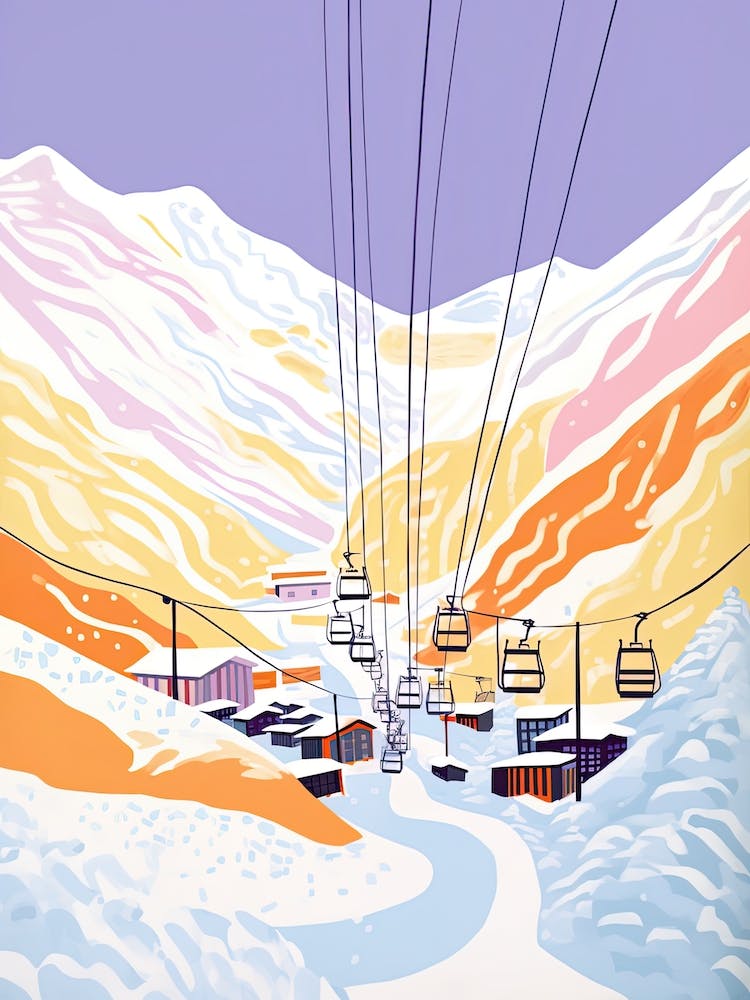 Andermatt   Switzerland, Ski Resort Pastel Colours Illustration 0