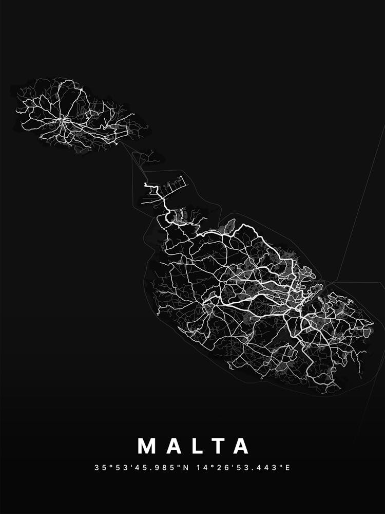 Malta Black Map
