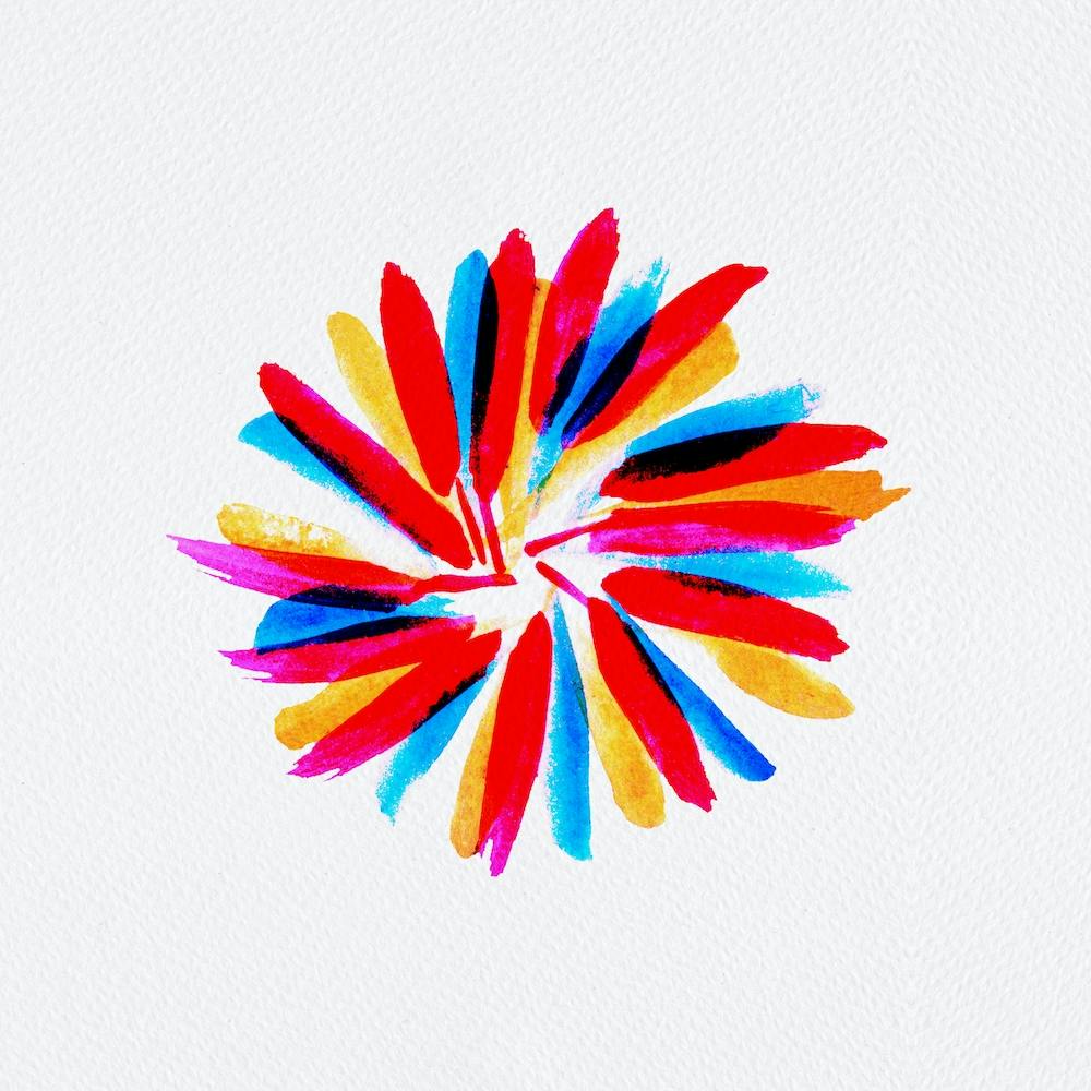 Flower Twirl Blue Green Red Yellow 1