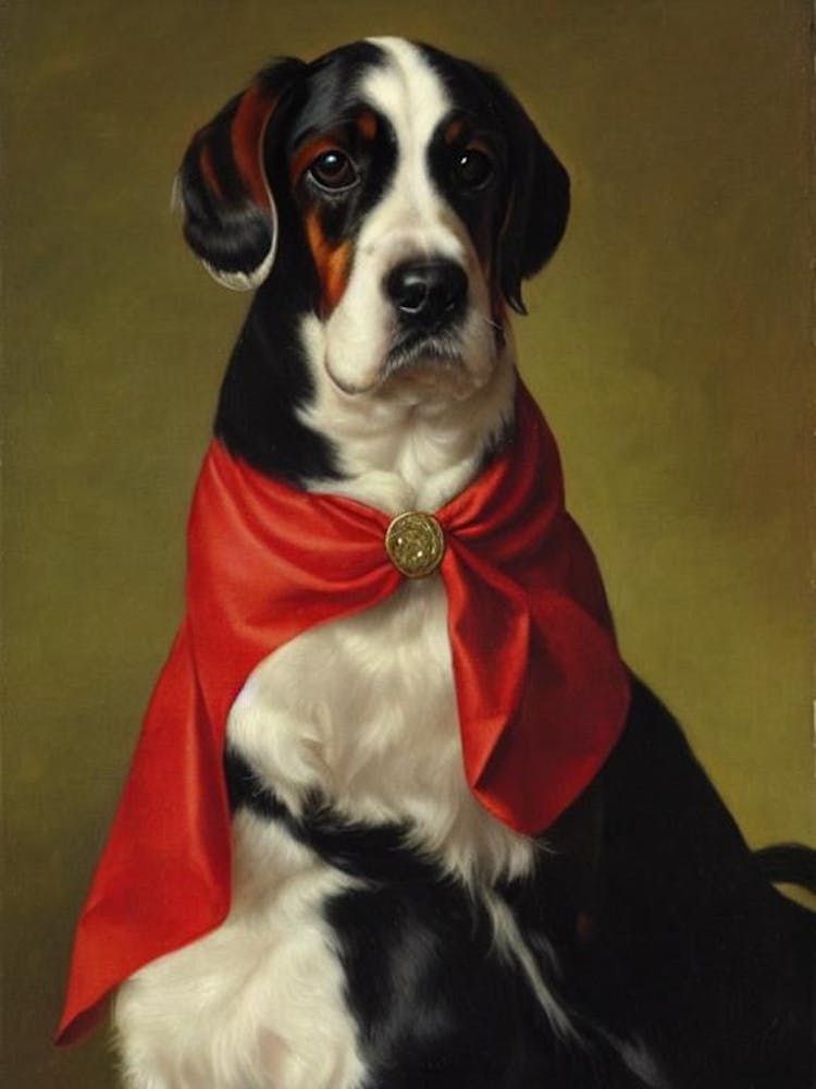 Petit Basset Griffon Vendeen Renaissance Portrait Oil Painting