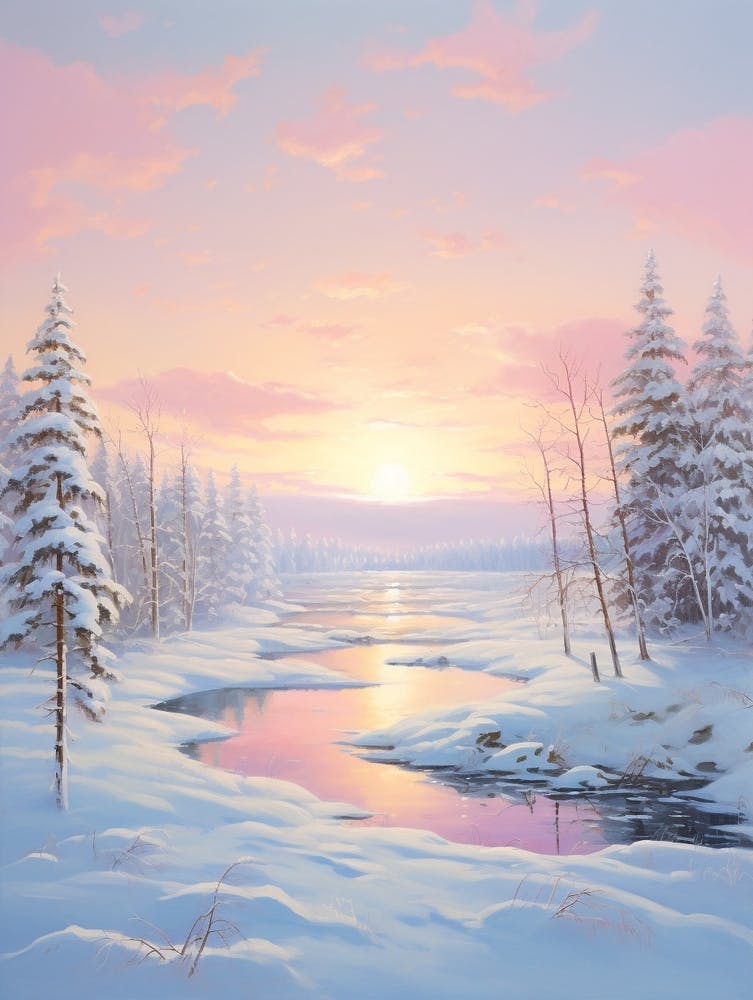 Dreamy Winter Painting Rovaniemi Finland 3