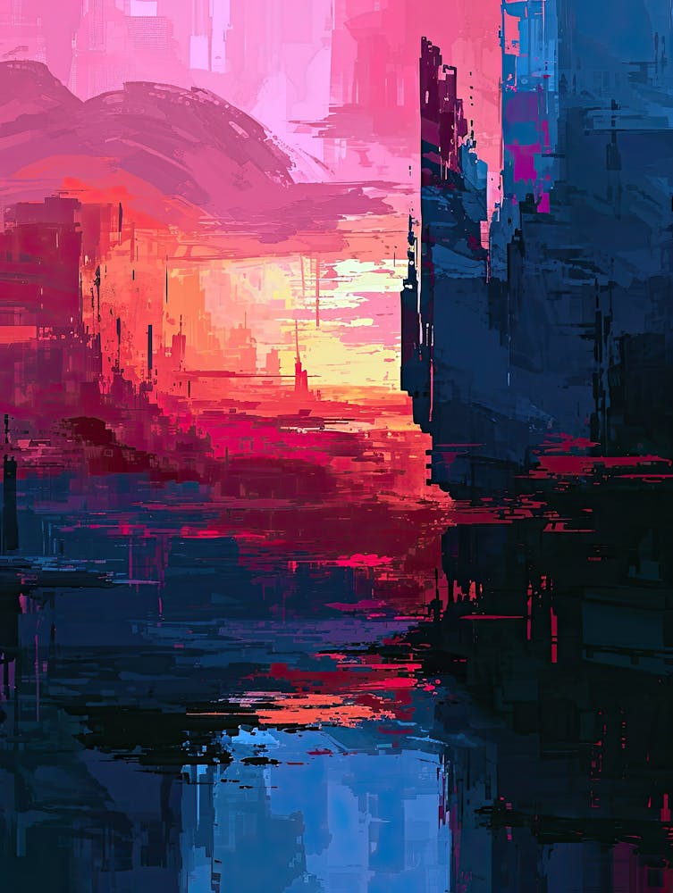 Abstract - Sunset | Pixel Minimalism Art Series