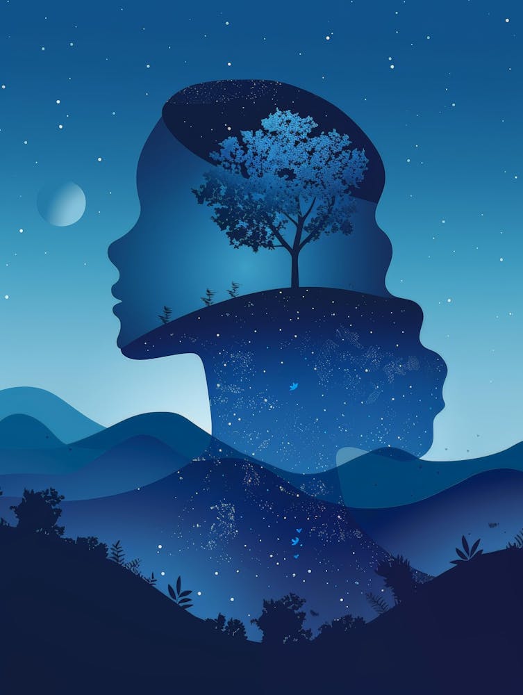 Silhouette D'une Femme Avec Arbre