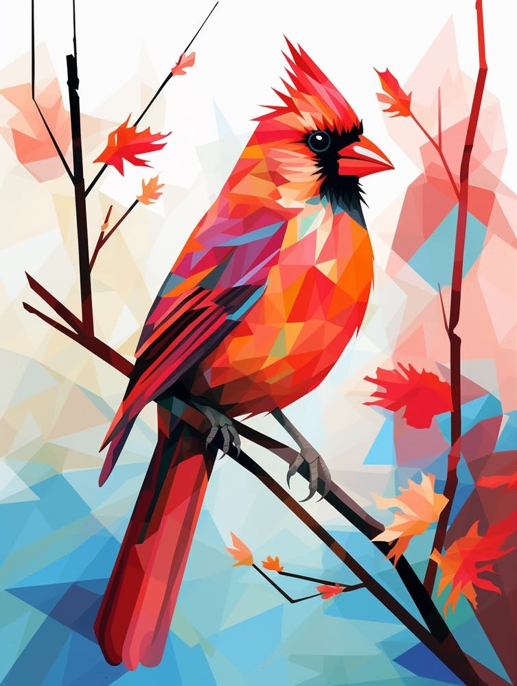 Bird Painting Collage Northern Cardinal 2
