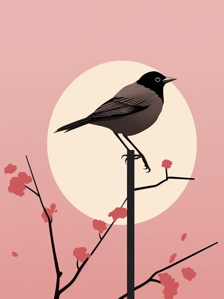 Minimalist Blackbird 2 Illustration