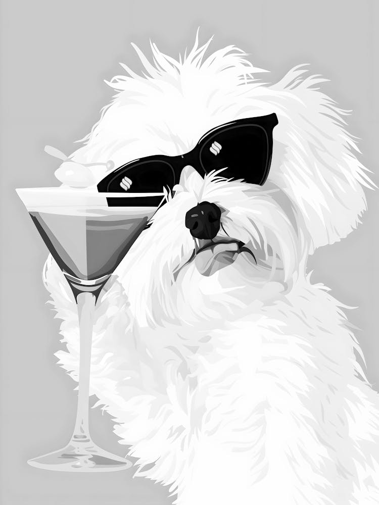 White Dog With Martini