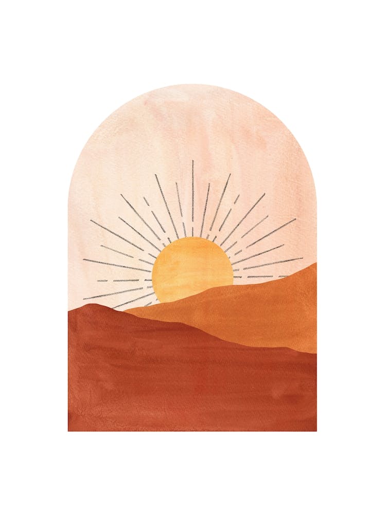 Sonnenuntergang in der Wüste, abstrakte Landschaft