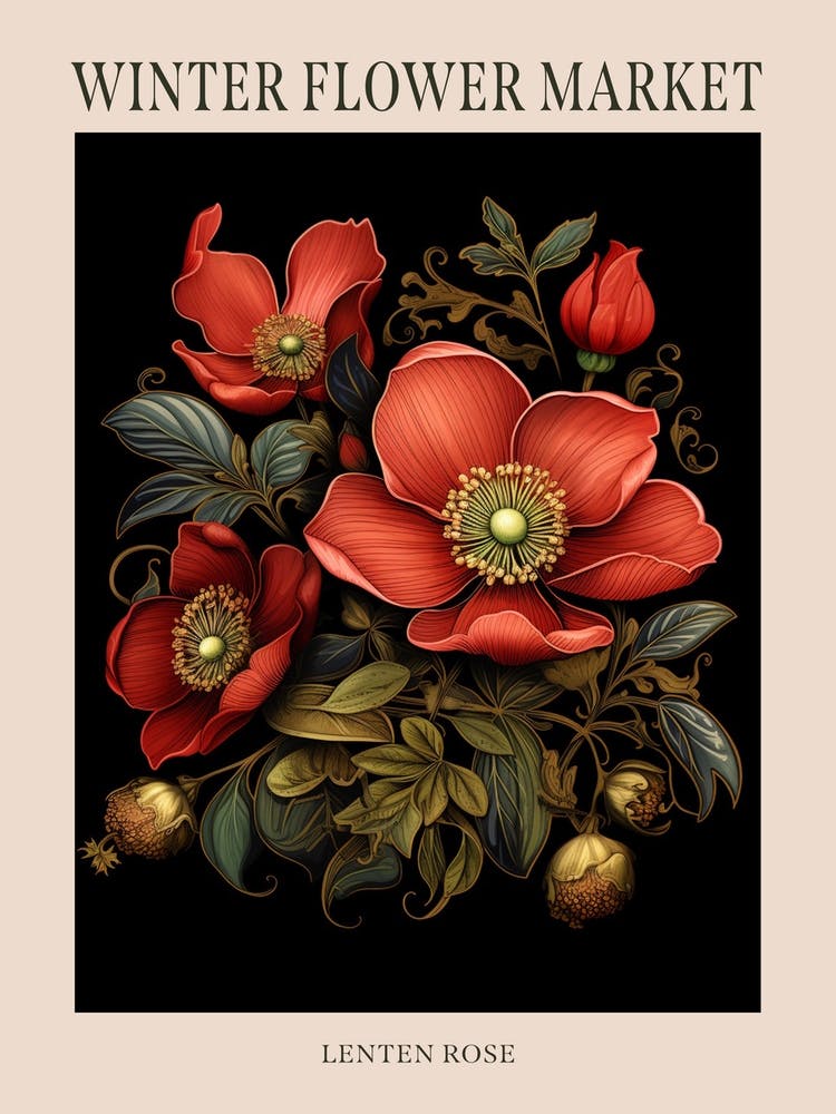 Lenten Rose 2 Winter Flower Market Poster