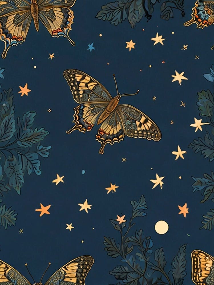 William Morris Butterflies In The Night Sky