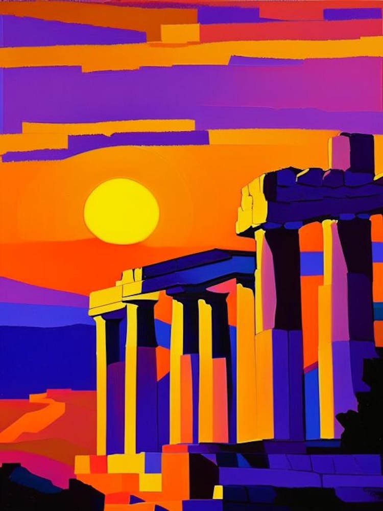 Abstrakter Akropolis Sonnenuntergang