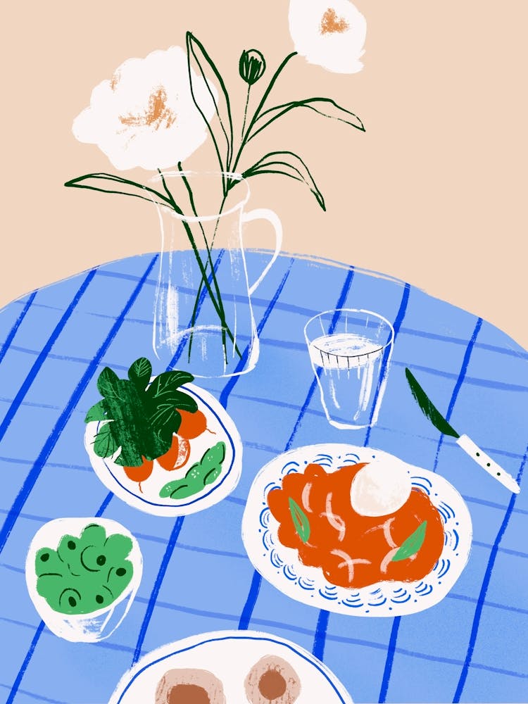 Caprese Salad and Flowers