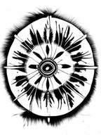 Native American Medicine Wheel Symbol Black And White Painting