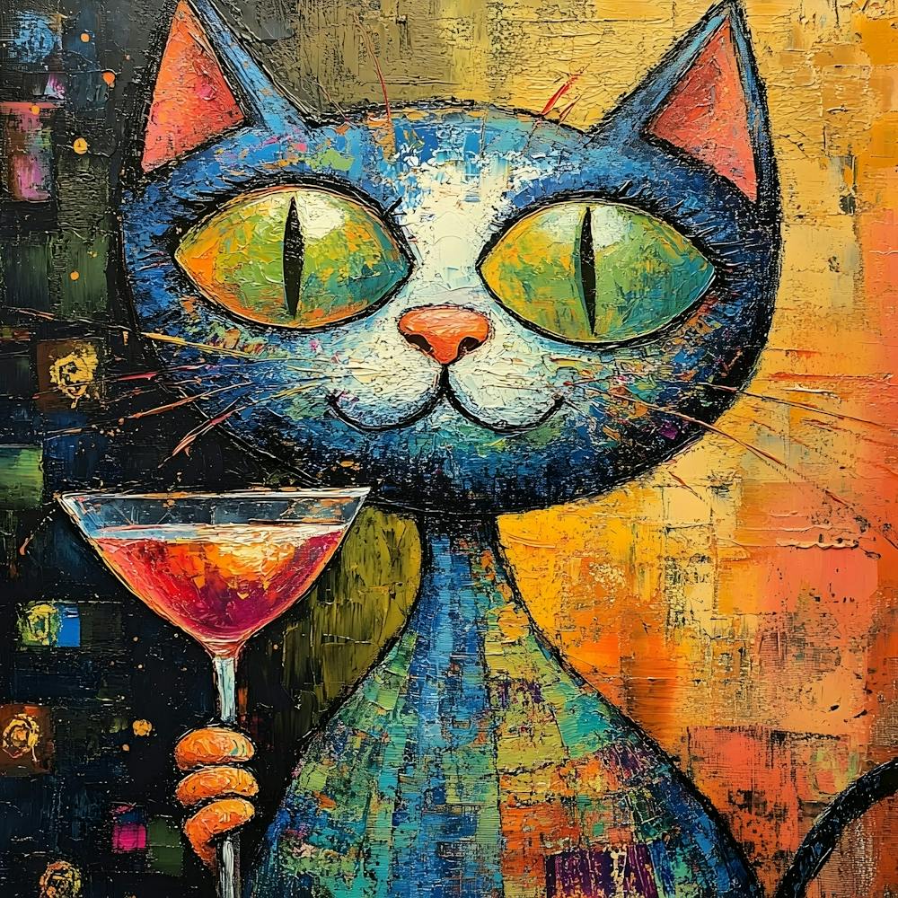 Katze mit Martini 3