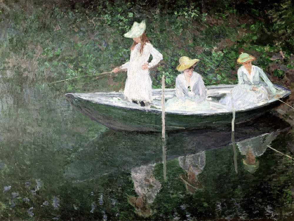 Three Women In A Boat, Claude Monet