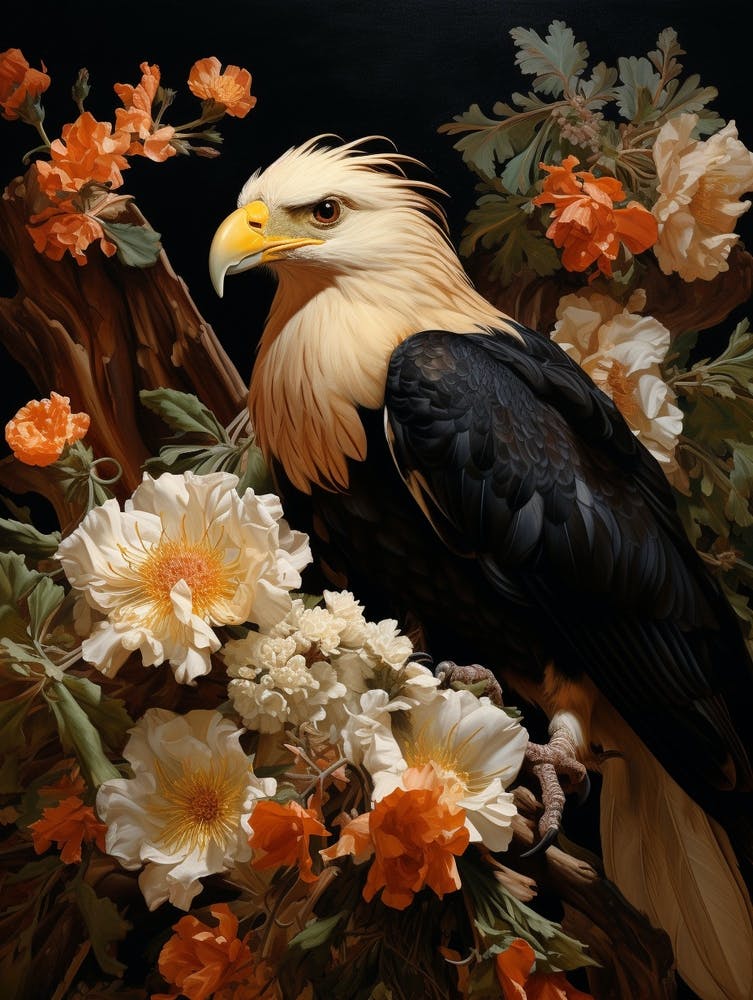 Dark And Moody Botanical Crested Caracara 3