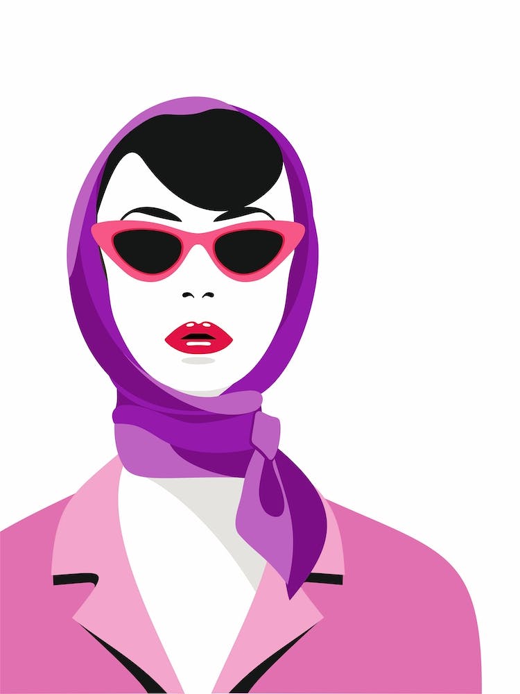 Woman In Headscarf Vintage Fashion