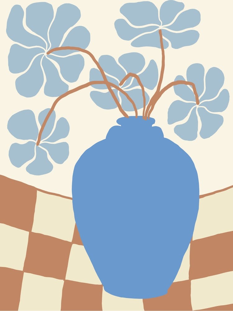 Blue Vase With Flowers