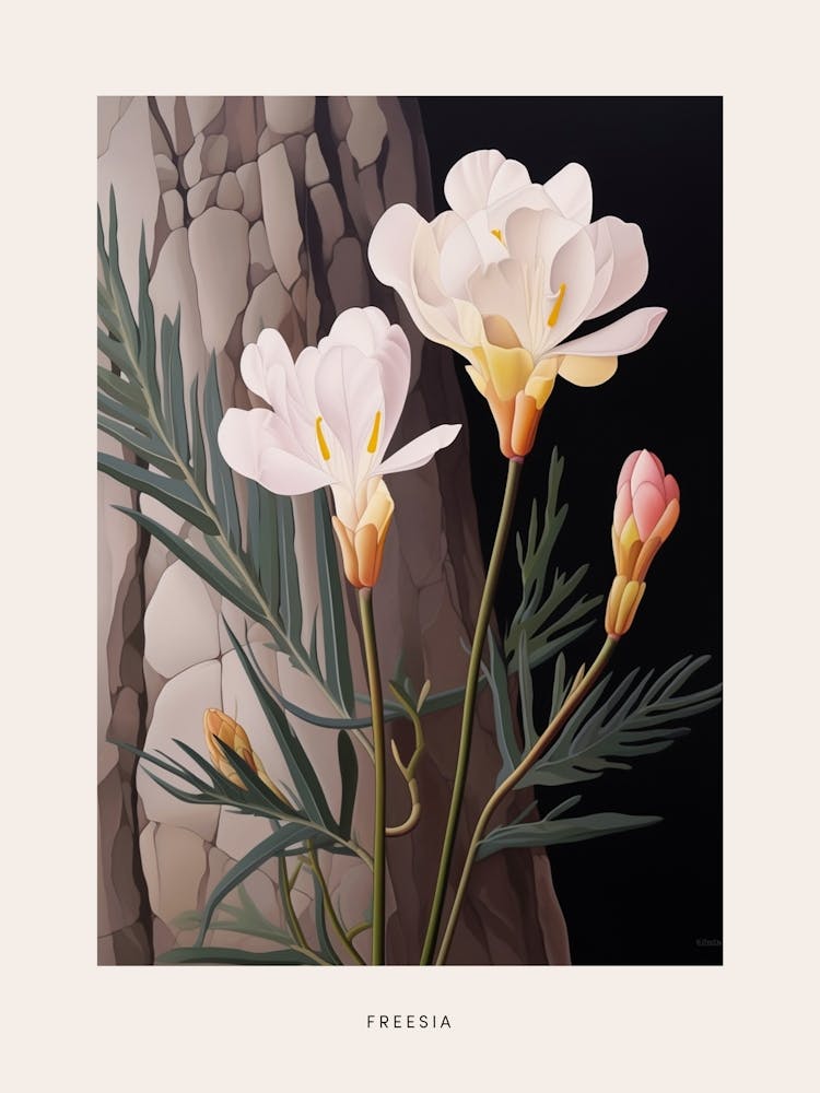 Flower Illustration Freesia 1 Poster