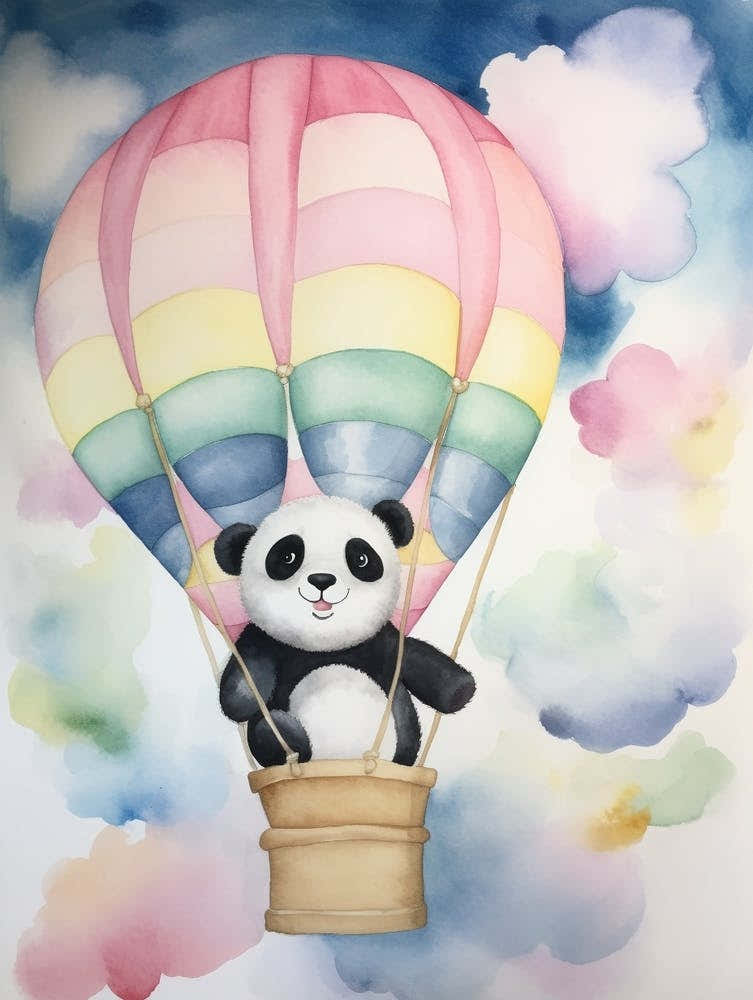 Baby Panda 3 In A Hot Air Balloon