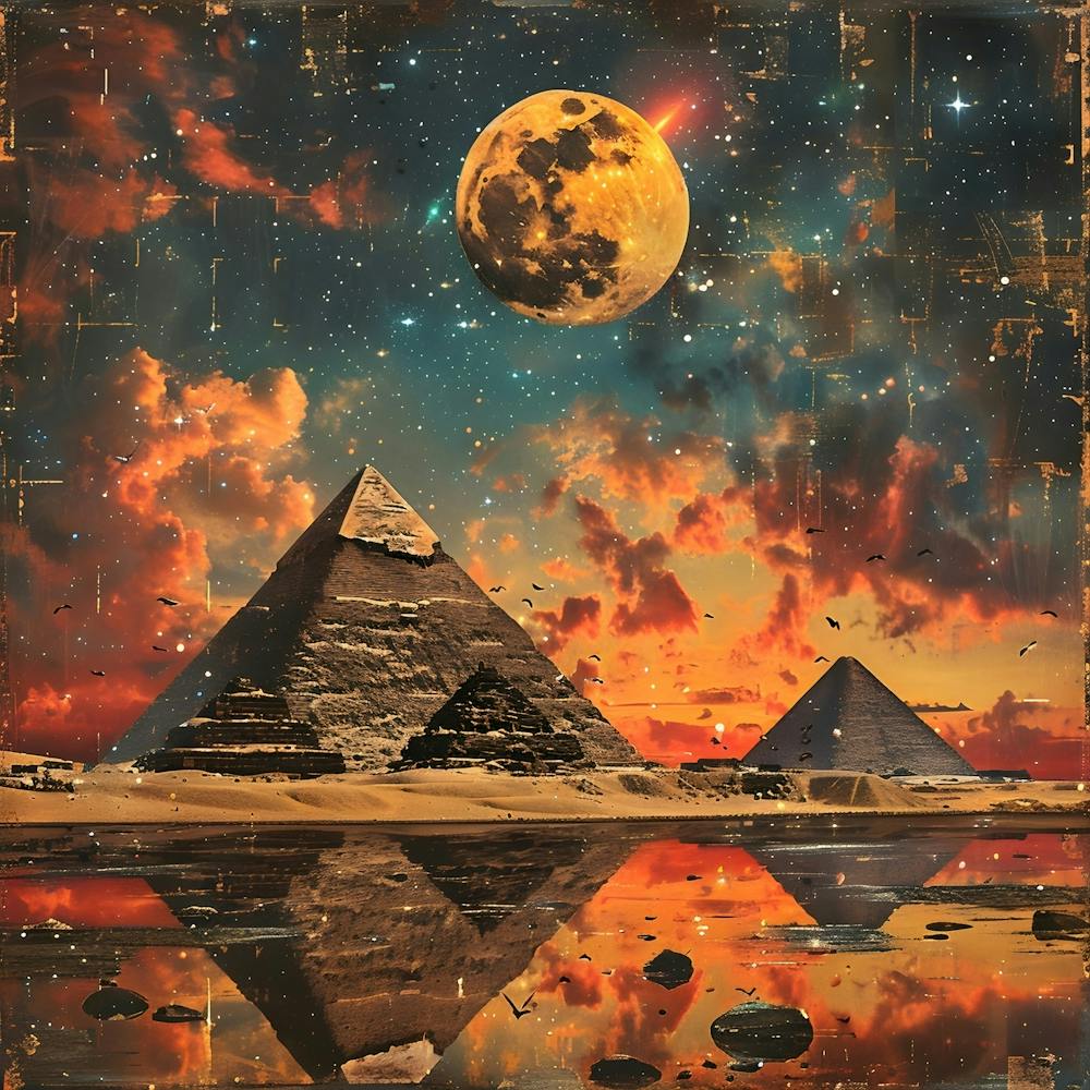Egyptian Sunrise, retro collage