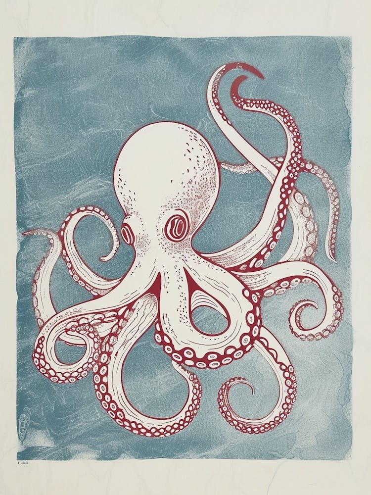 Brushstrokes Octopus Vintage 1