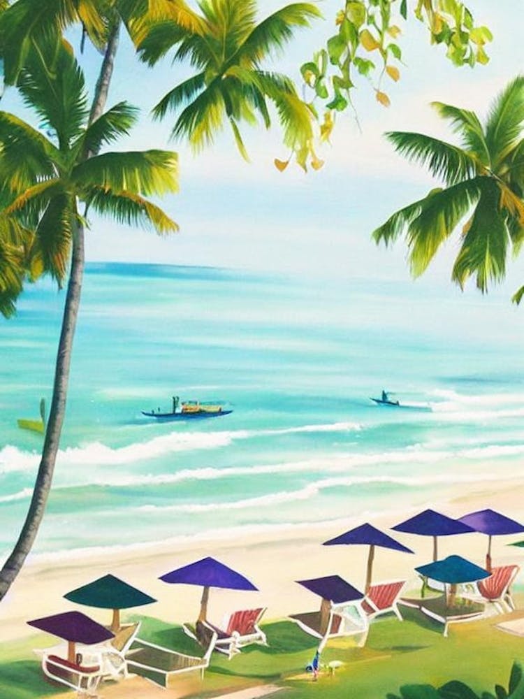 Jimbaran Beach, Bali, Indonesia Contemporary Illustration