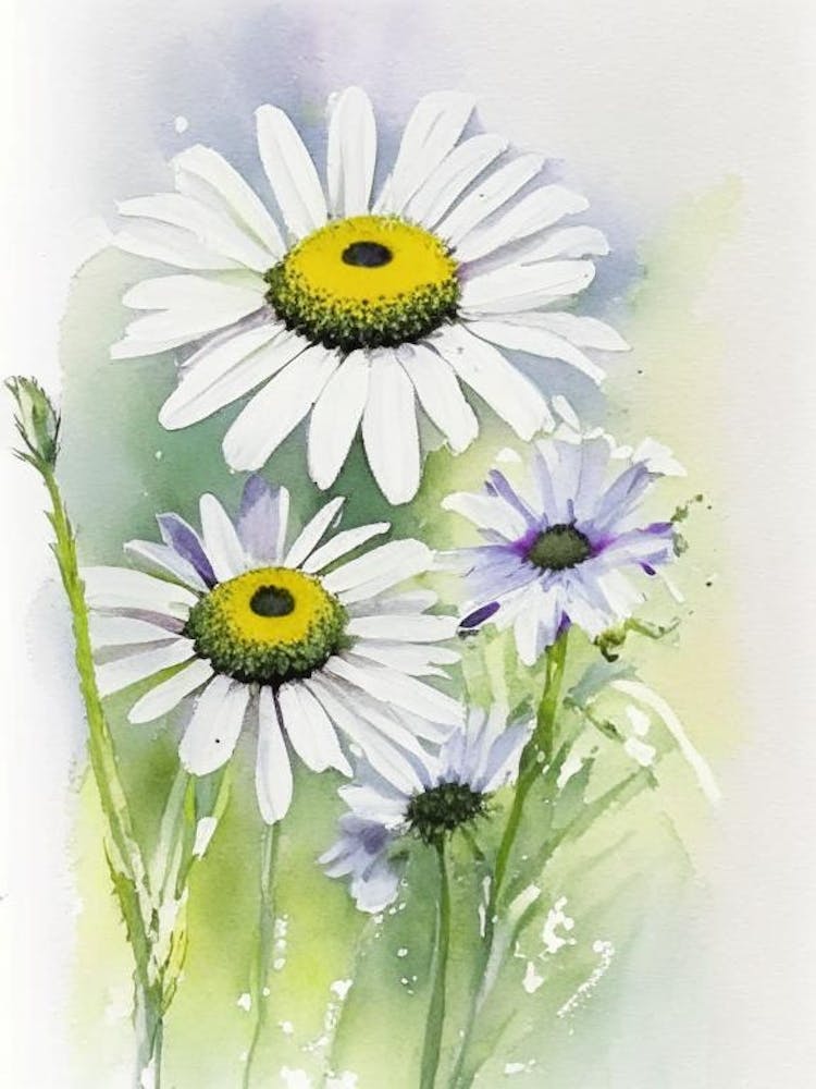 Oxeye Daisy Wildflower Watercolour