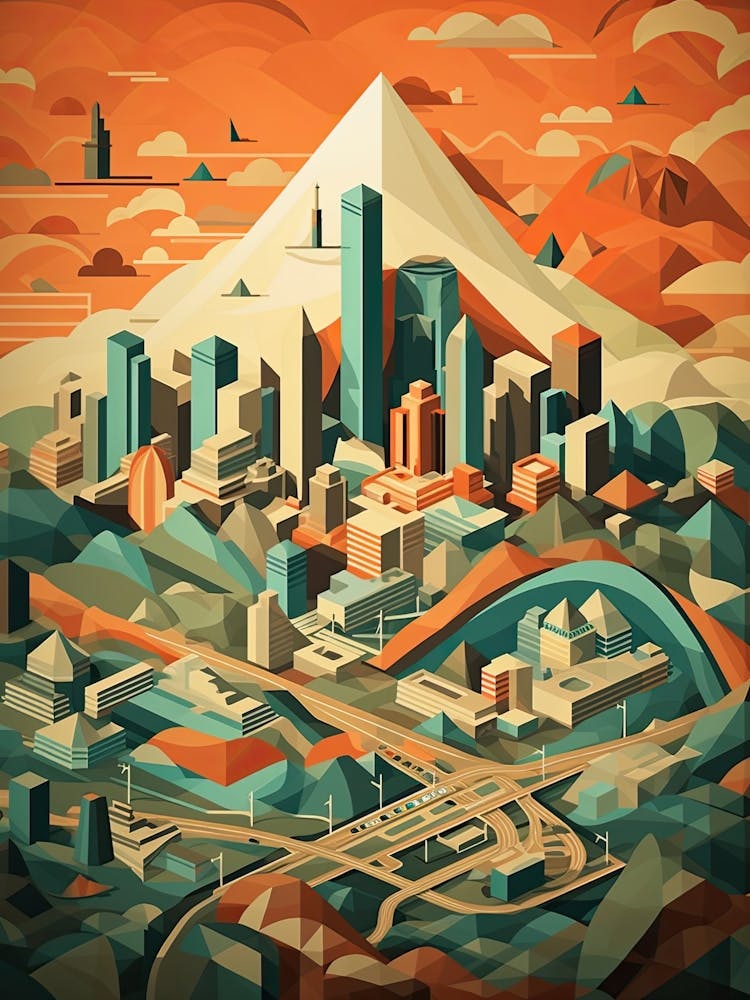 Los Angeles, Us, Geometric Illustration 3