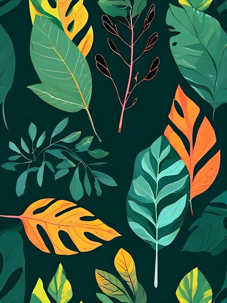 Tropical Leaves Seamless Pattern 3