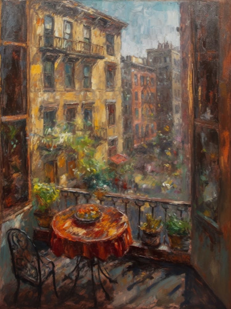 Window View Of New York In The Style Of Impressionism 2
