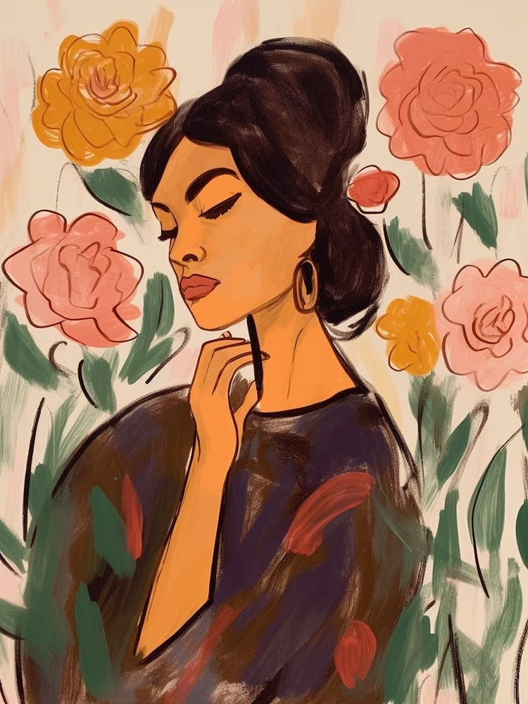 Woman With Autumnal Flowers Rose 1