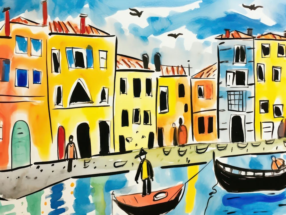Venice Italy Cute Watercolour Illustration 2