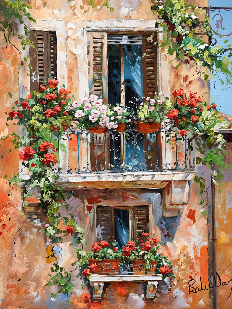 Balcony View Painting In Rome 4