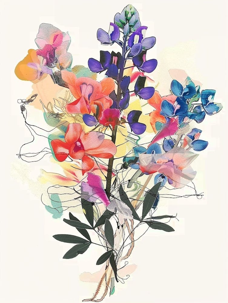 Bluebonnet 2 Collage Flower Bouquet