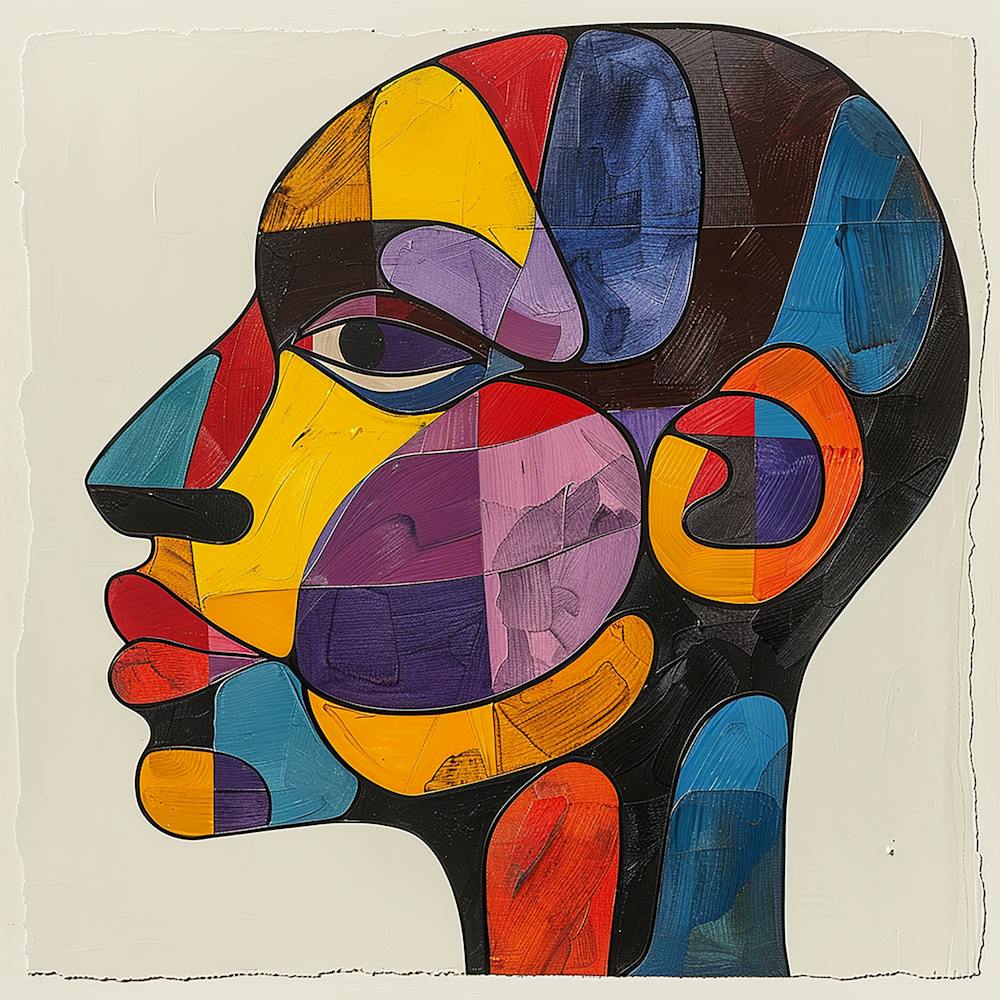 Portrait Of A Head - colorful cubism, cubism, cubist art,    abstract art, abstract painting  city wall art, colorful wall art, home decor, minimal art, modern wall art, wall art, wall decoration, wall print colourful wall art, decor wall art, digital art