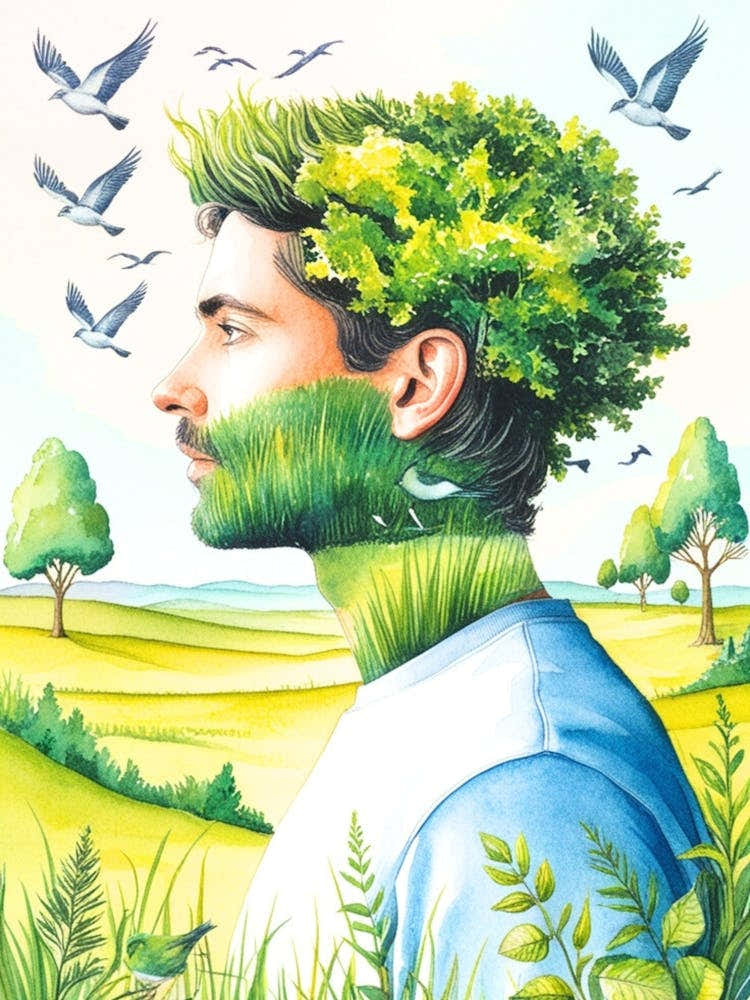 Man With Tree On His Head 1