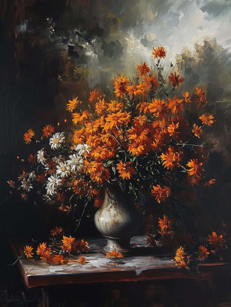 Baroque Floral Still Life Cineraria 8