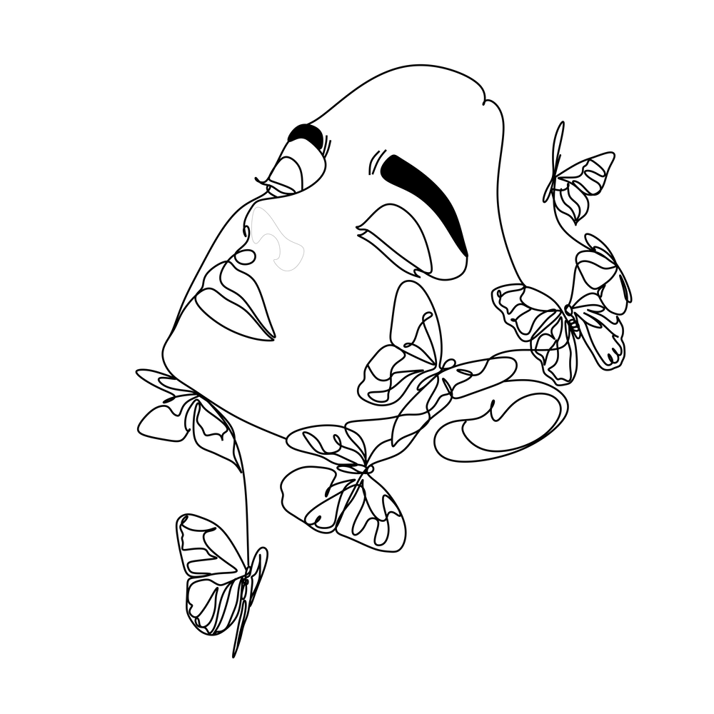 Butterfly Face Line art 1