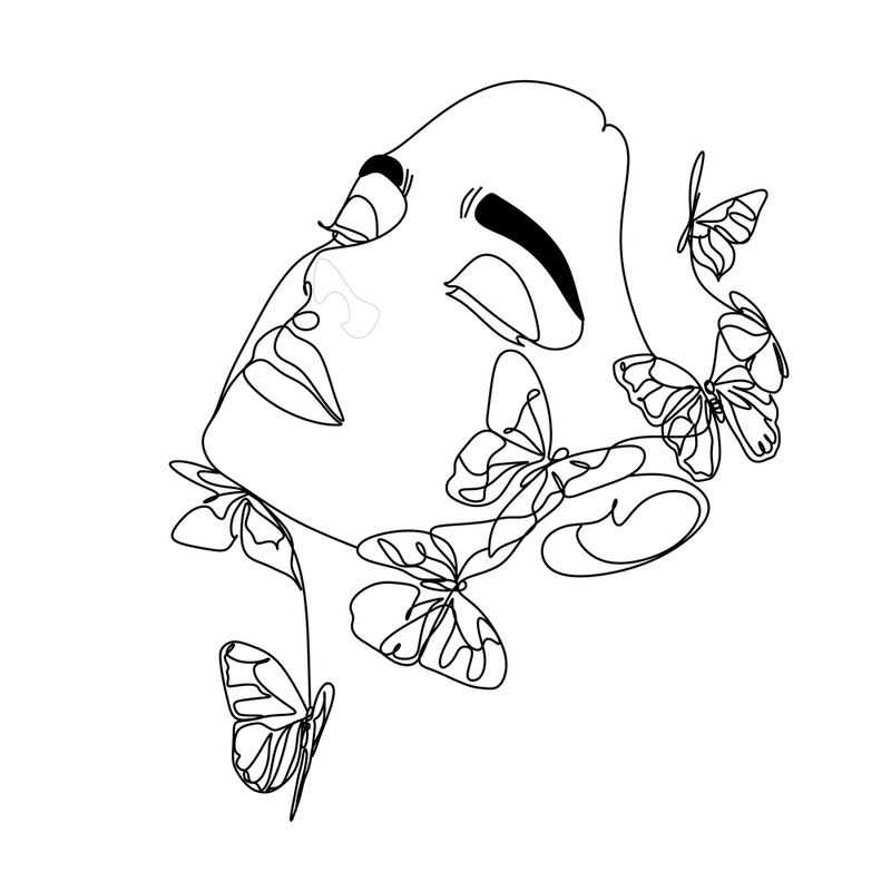 Butterfly Face Line art 1