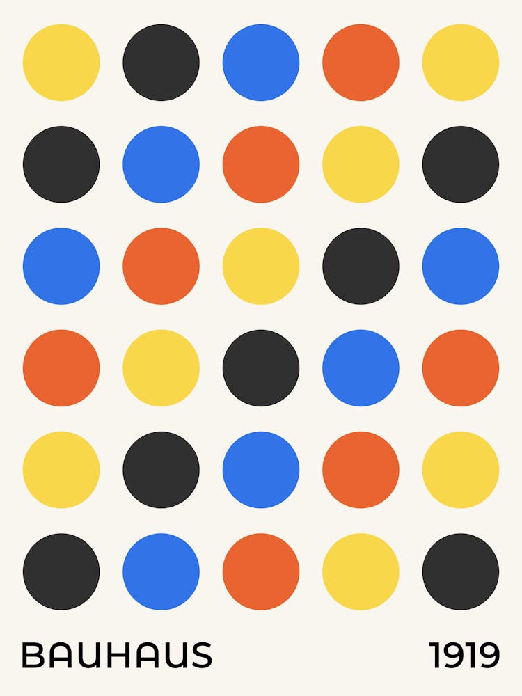 Bauhaus Abstract colorful Circles retro shape mid century style design
