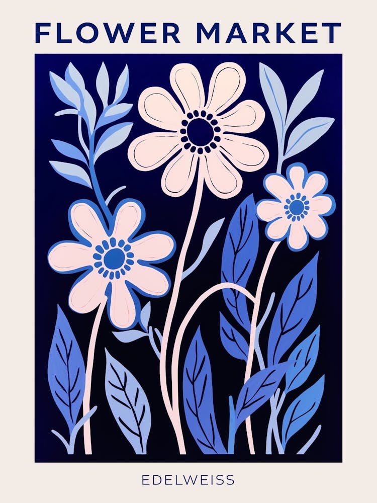 Blue Flower Market Poster Edelweiss 3