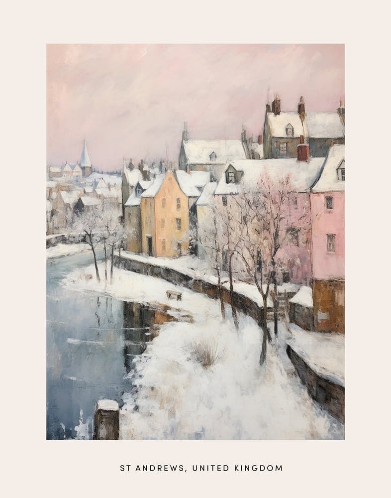 Dreamy Winter Painting Poster St Andrews United Kingdom 2