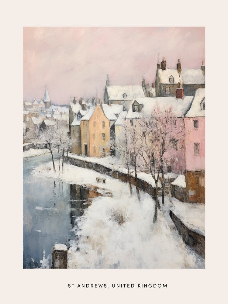 Dreamy Winter Painting Poster St Andrews United Kingdom 2