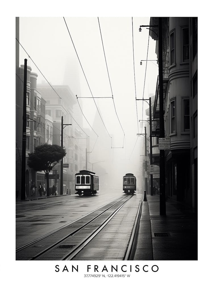 Poster Of San Francisco, Black And White Analogue Photograph 2