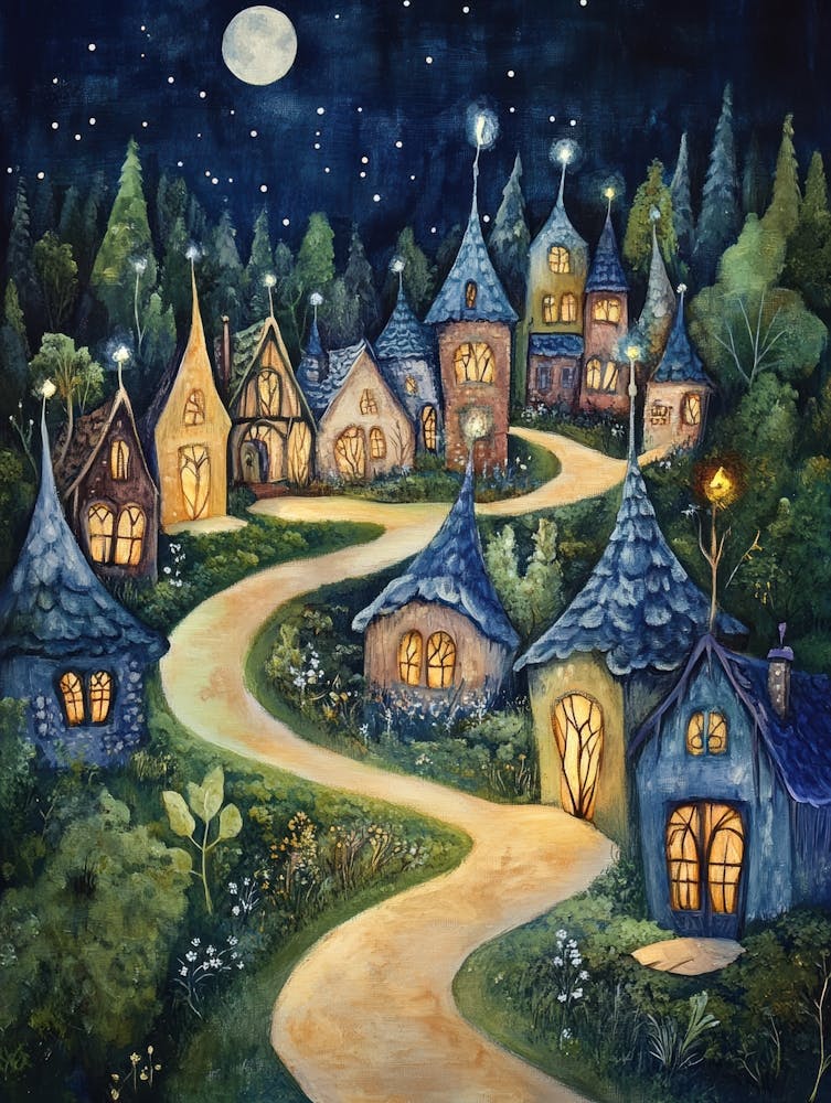 Fairytale Village At Night