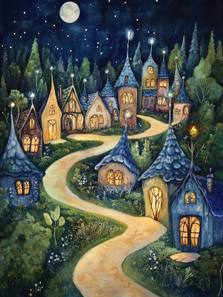 Fairytale Village At Night