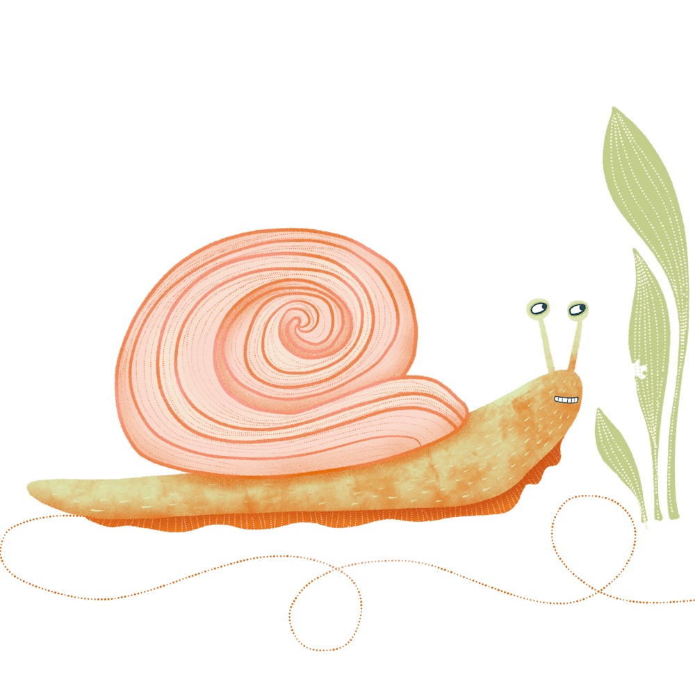 Escargot dans l'Herbe Prenant son Petit-Déjeuner