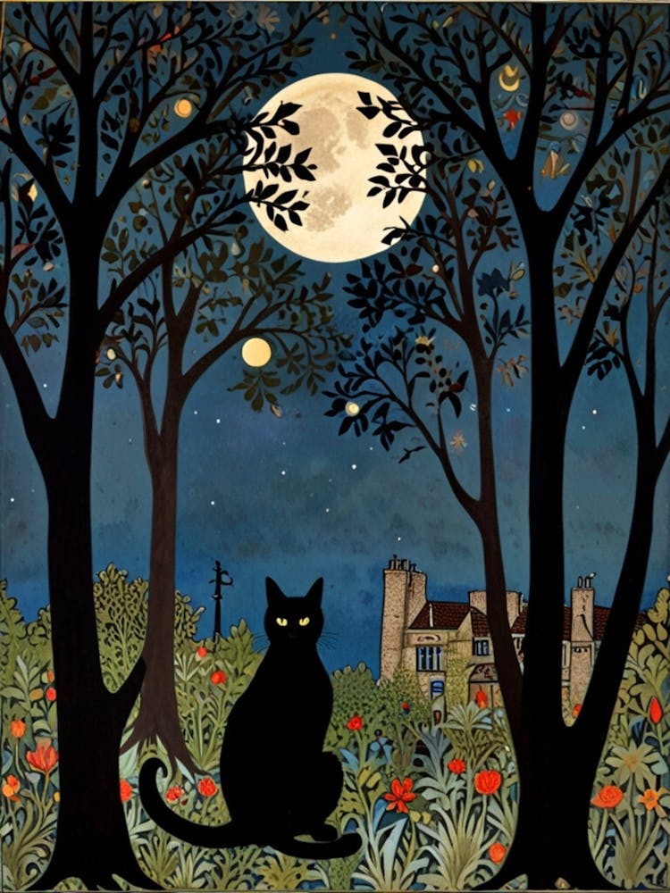 William Morris Cat In The Moonlight 25