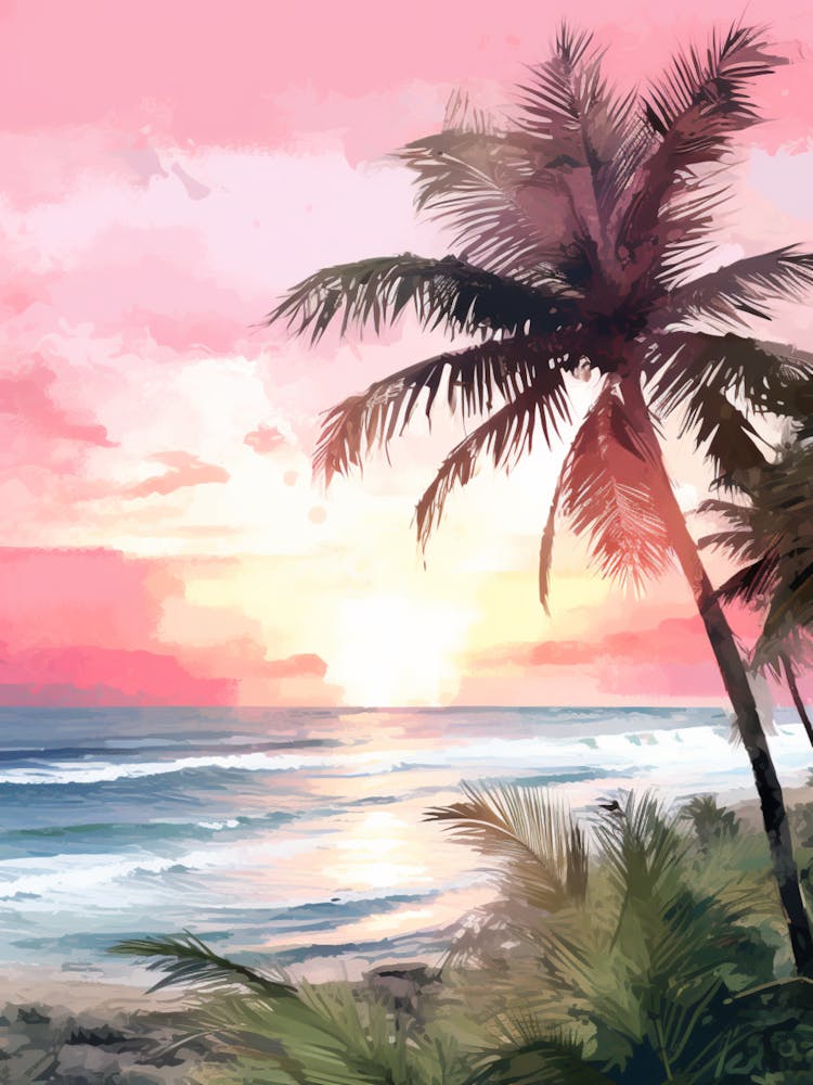 Peinture à l'Aquarelle de Playa Paraiso, Tulum Mexico 4